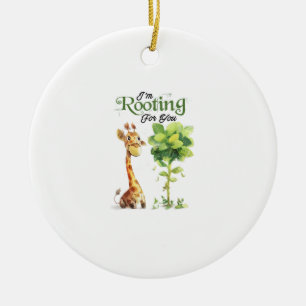 A Cute Little Giraffe With The Tree, Rooting For Y Ceramic Ornament