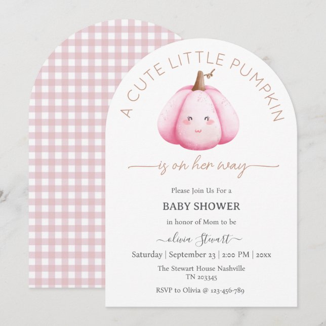 A cute little pumpkin is on her way Baby Shower  Invitation (Front/Back)