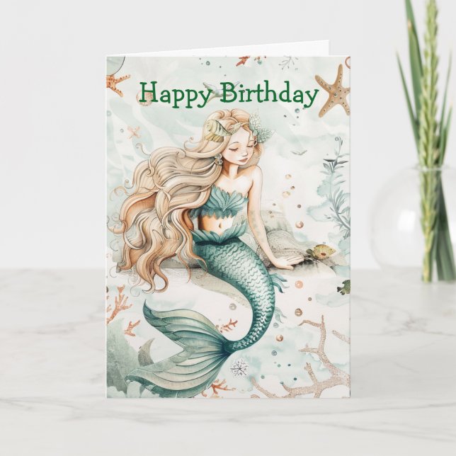 A Cute Mermaid Birthday Card (Front)