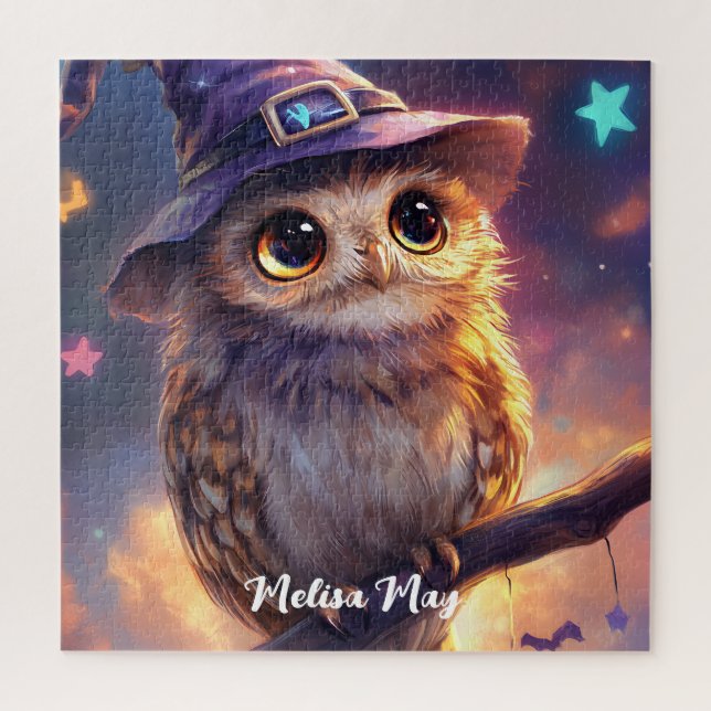 A Cute Owl Wearing a Witch Hat  Jigsaw Puzzle (Vertical)