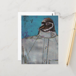 A cute penguin bird in a suit postcard