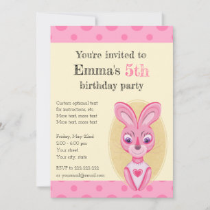 A cute pink bunny invitations for a little girl