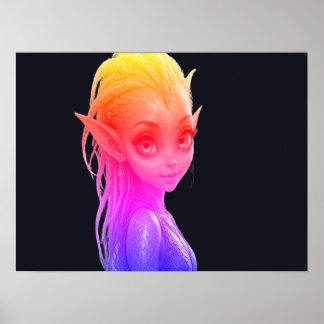 A Cute Pink Extraterrestrial Alien Girl On a Wall Poster