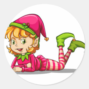 A cute playful elf classic round sticker