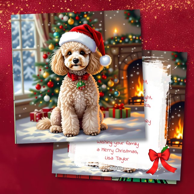 A Cute Poodle Christmas Personalized Holiday Card (Creator Uploaded)