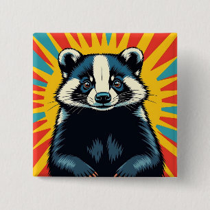 A Cute Pop Art Badger 15 Cm Square Badge