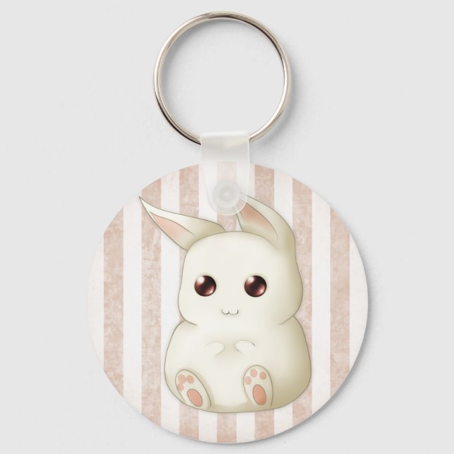A Cute Puffy Kawaii Bunny Rabbit Key Ring (Front)