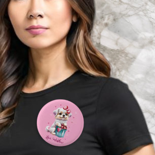 A cute puppy 3 cm round badge