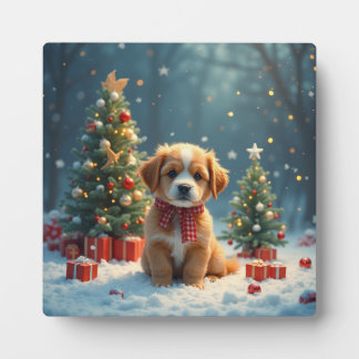 A cute puppy and Christmas Plaque