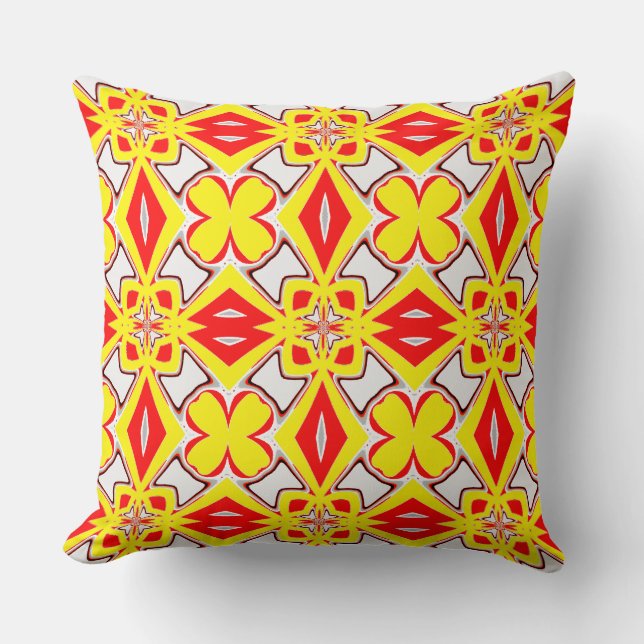 A cute red yellow white classic pattern  cushion (Front)