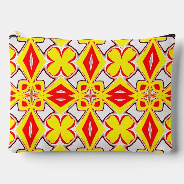 A cute red yellow white trendy classic pattern  accessory pouch (Front)