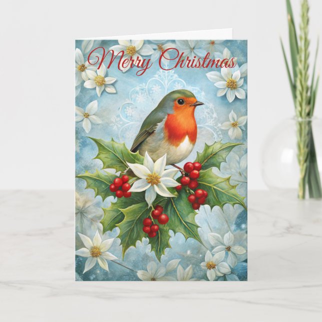 A Cute Robin Christmas Holiday Card (Front)