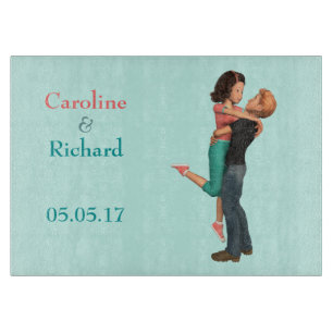 A Cute Romance: Sweethearts Embrace (Personalised) Cutting Board