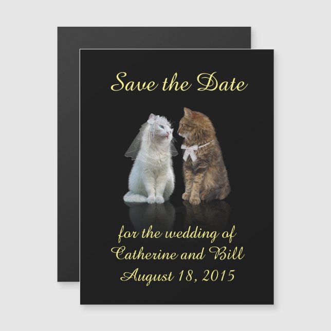 A cute Save the Date Magnet for Cat Lovers (Front/Back)
