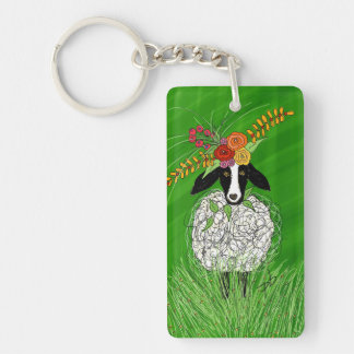 A cute sheep all gussied up! key ring