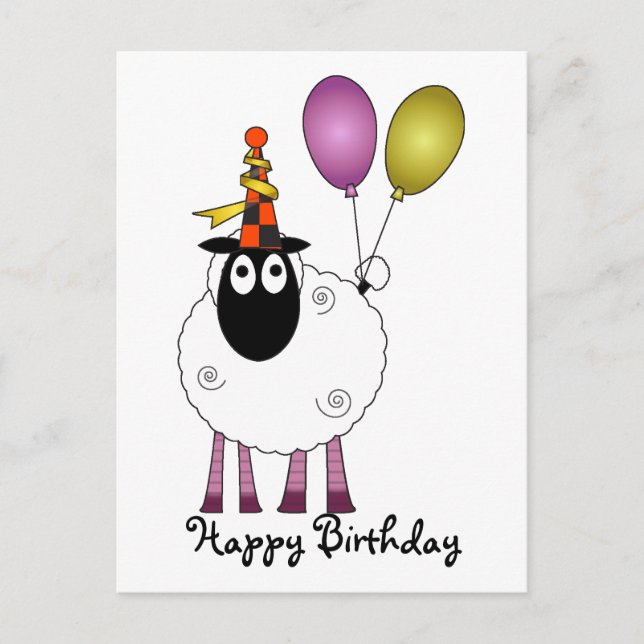 A cute sheep at party time. invitation postcard (Front)