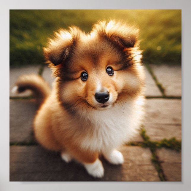 A cute Shetland Sheepdog puppy Poster (Front)