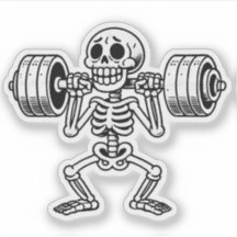 A cute skeleton working out 