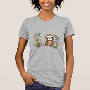 A cute sloth in a good mood sitting on a branch T-Shirt