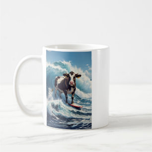A Cute Surfing Cow Coffee Mug
