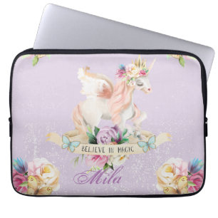 A cute unicorn with your name on it laptop sleeve