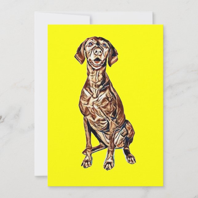 A cute Vizsla dog siting and looking forward with Invitation (Front)