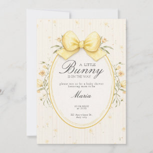 A cute Watercolor Coquette Yellow Bow Baby Shower Invitation