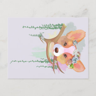 A Cute Watercolor Corgi   Holiday Gift Postcard