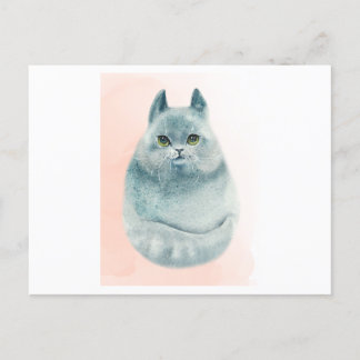 A cute watercolor of a cat postcard