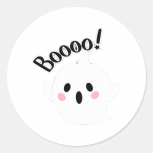 A Cute White Boo Creative Casual Classic Round Sticker