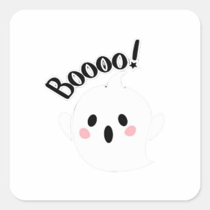 A Cute White Boo Creative Casual Square Sticker