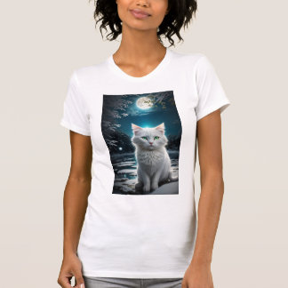 A cute white cat , green eyes T-Shirt