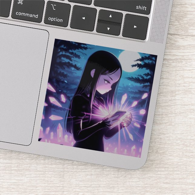 A Cute Witch Charging Crystals in the Woods (Detail)