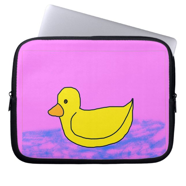 a cute yellow duck on pink Electronics Bag (Front)