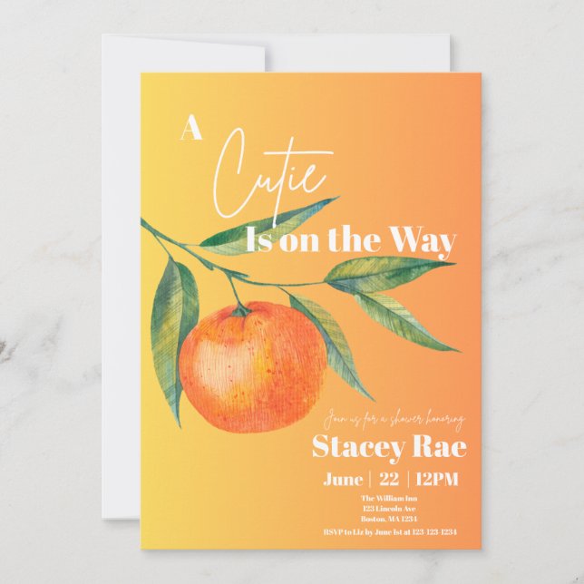 A Cutie Is On The Way Baby Shower Invitation  (Front)