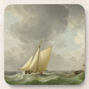 A Cutter in a Strong Breeze (oil on copper) Coaster