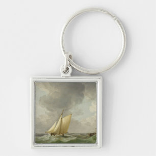A Cutter in a Strong Breeze (oil on copper) Key Ring