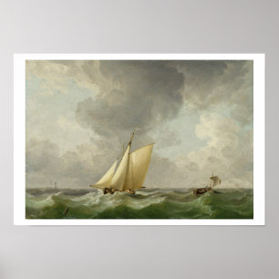 A Cutter in a Strong Breeze (oil on copper) Poster