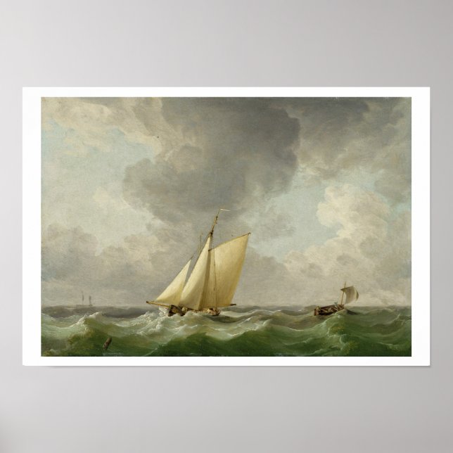 A Cutter in a Strong Breeze (oil on copper) Poster (Front)