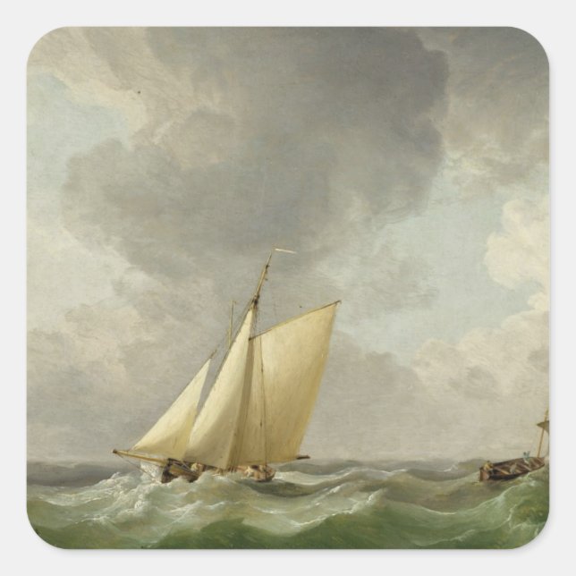 A Cutter in a Strong Breeze (oil on copper) Square Sticker (Front)
