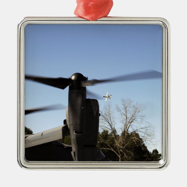 A CV-22 Osprey prepares to take off Metal Ornament (Front)