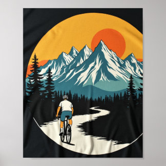 A cyclist wearing a white shirt poster