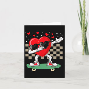 A Dabbing Heart Valentine's Day Skateboarding Dab Card