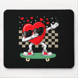 A Dabbing Heart Valentine's Day Skateboarding Dab Mouse Pad
