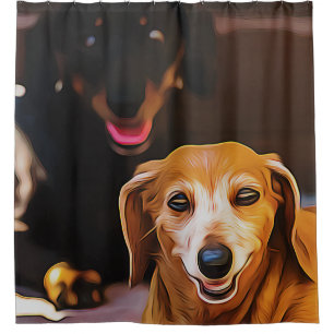 A Dachshund Hot During The Summer Heatwave Shower Curtain