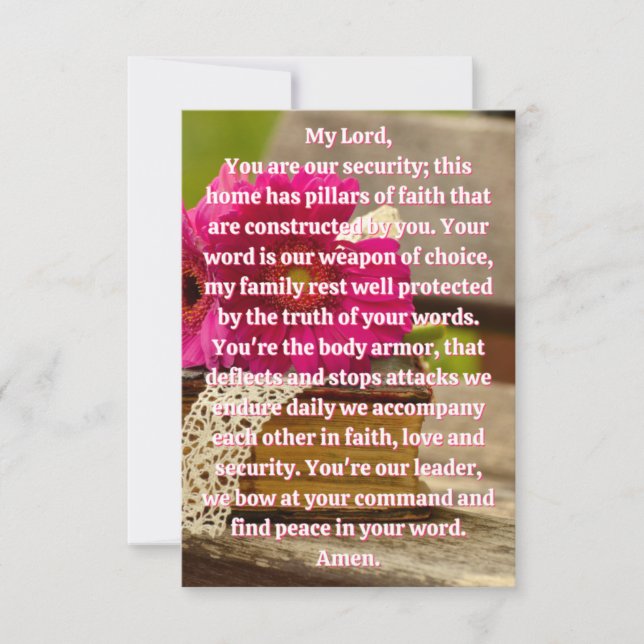 A Daily Prayer For Security Flat Greeting Card (Front)