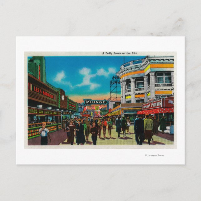 A daily scene on the Pike, Long Beach Postcard (Front)