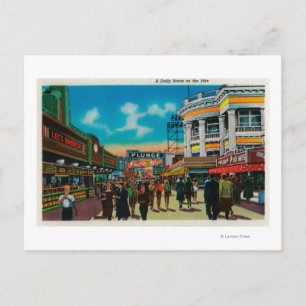 A daily scene on the Pike, Long Beach Postcard