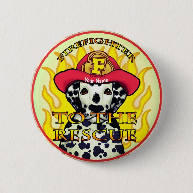 A Dalmatian Firefighter  6 Cm Round Badge (Front)