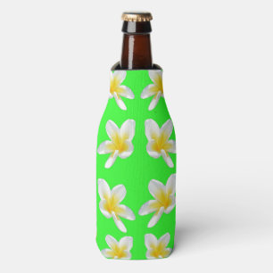 "A Dance of Yellow Frangipanis on Green" Bottle Cooler